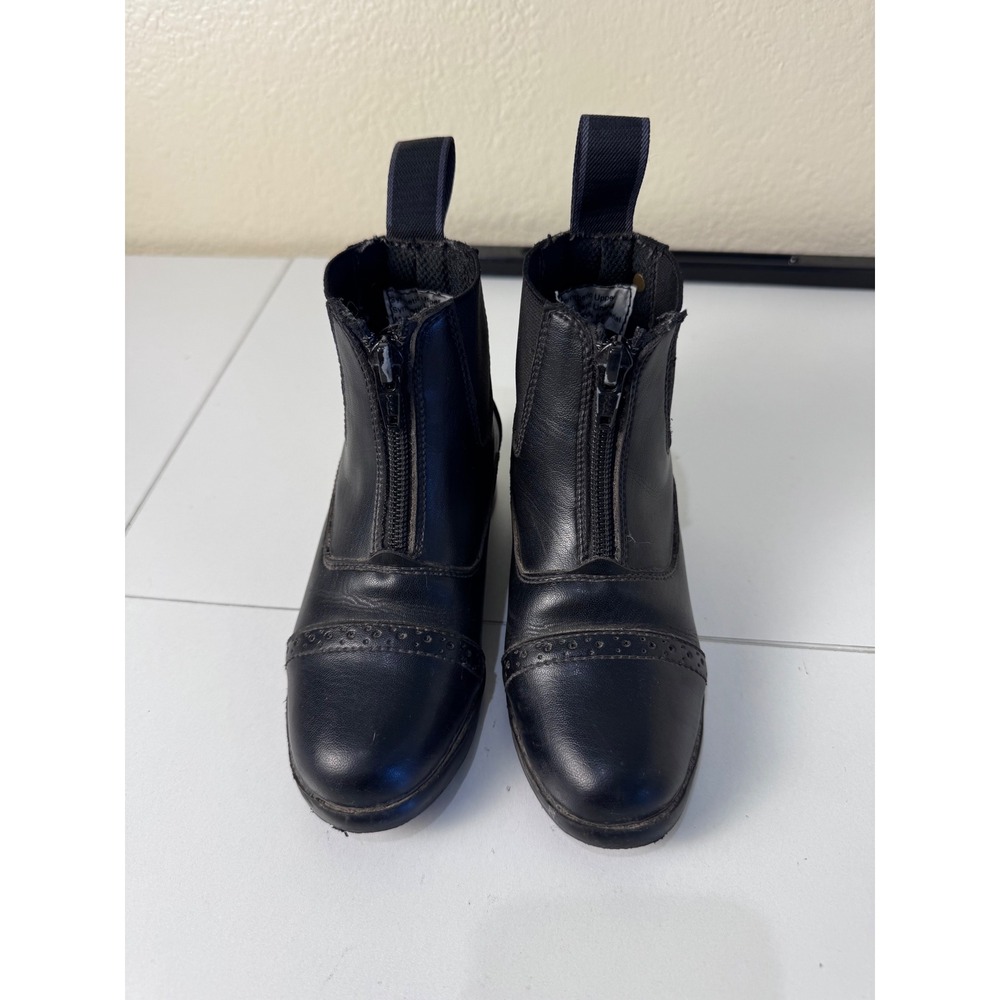 Equistar Paddock Boots Kids Size 9 Black Zip Front Equestrian Horse Riding Shoes